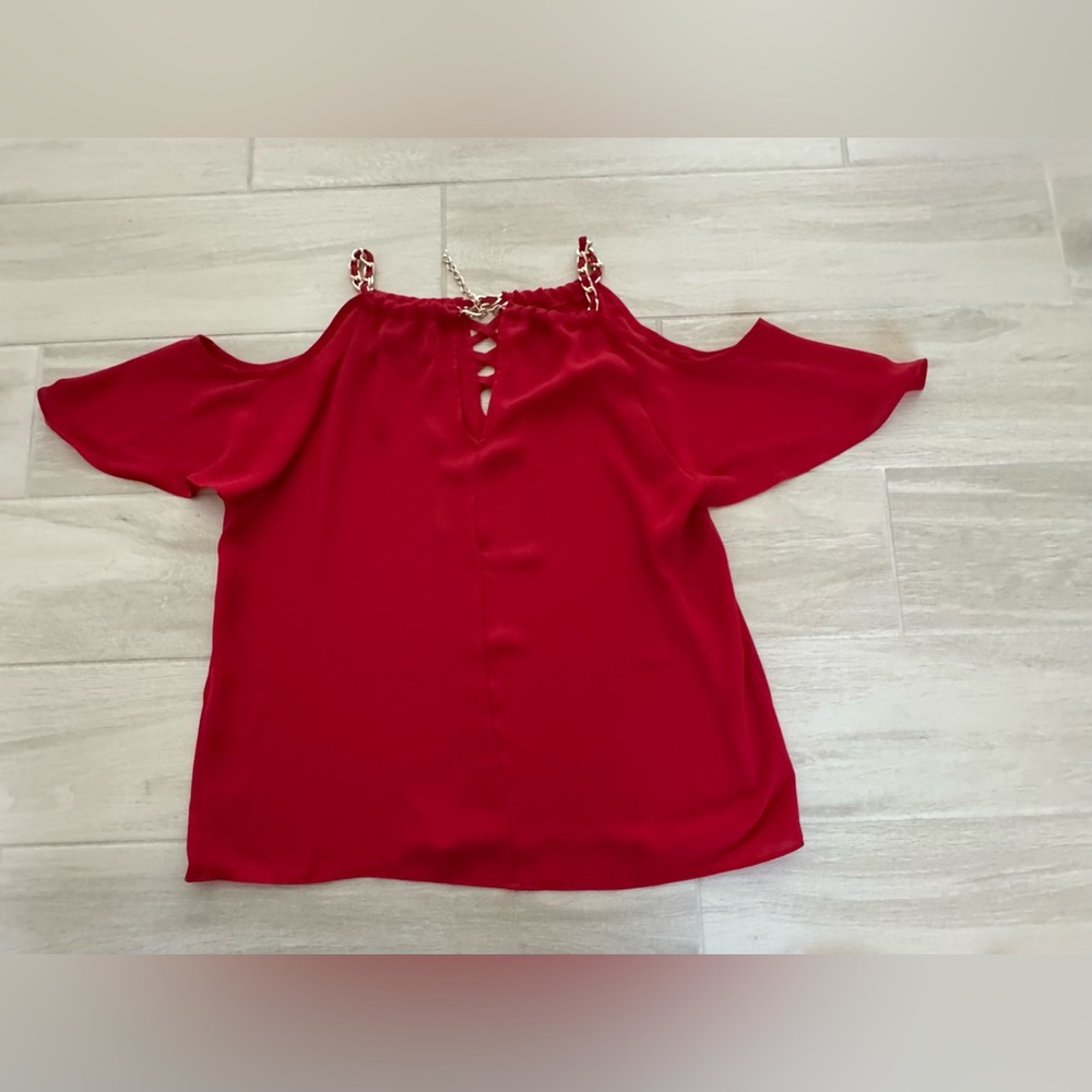 INC International Concepts Red Flutter Sleeve Blouse